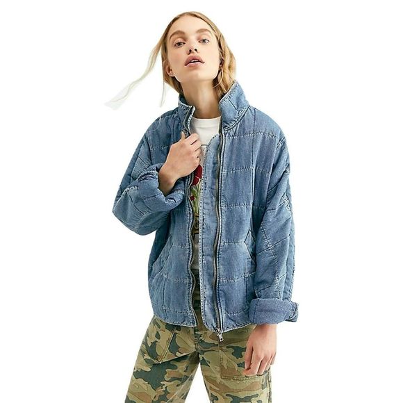- Free People Dolman Quilted Denim Jacket